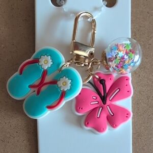 Tropical Blue and Pink Jewelry Zipper Pull Charm